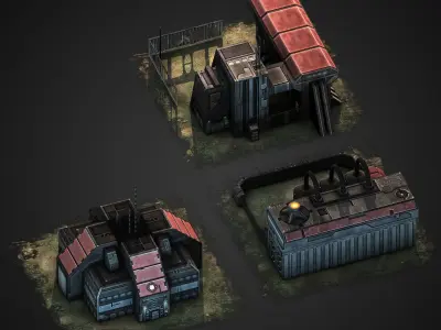 RTS building pack Low-poly 3D model