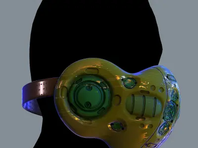 Gas mask helmet 3d model scifi Low-poly  Low-poly 3D model