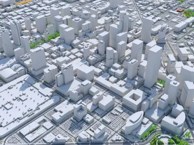 Denver Downtown Colorado USA Low-poly 3D model