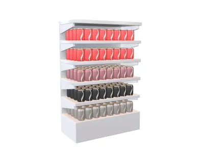 Canned Drinks On Shelf v1 001 Low-poly 3D model