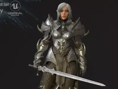 ElfGirlFighter Low-poly 3D model