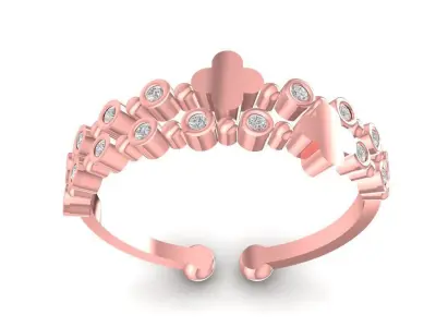 Elegant Open Heart Diamond Womens Ring 3D Jewelry Model  1546 3D print model
