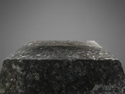 Barricade concrete block with stripes Low-poly 3D model