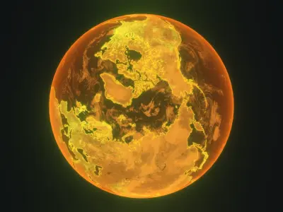 Gold Hologram Planet Earth Hologram Sci-Fi 3D Model Low-poly 3D model