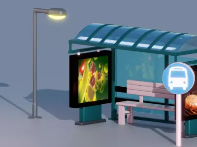 Bus Stop 3D model 9