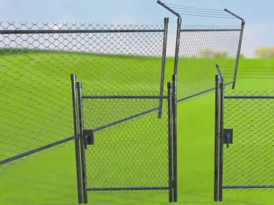 Netting Mesh Fence Kit Low Poly  Low-poly 3D model
