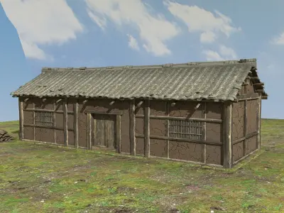 A dilapidated barn Low-poly 3D model