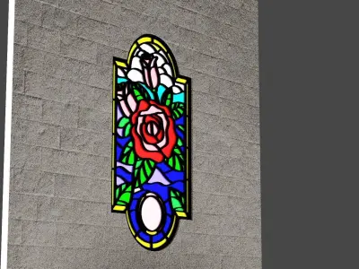 Stain Glass Rose Flower 3D model
