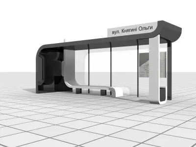 Bus stop Low-poly 3D model