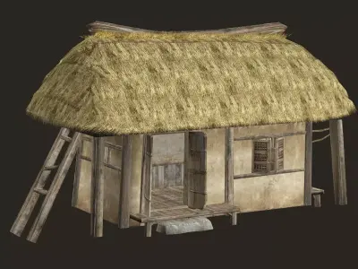 Thatch Hut House 13 For Games and Films 3D Model Low-poly 3D model