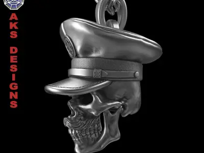 skull Pendant jewelry Army captain soldier  v1  3D print model