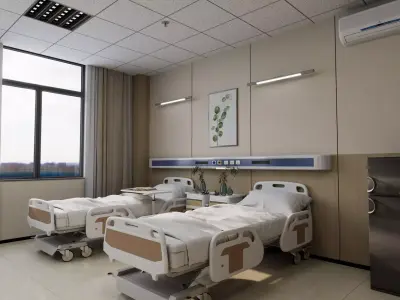  Hospital Patient Room  Low-poly 3D model