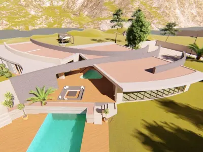 Casa Scene- Beach villa-modern house 3D model 5