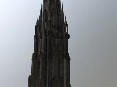 Hamburg St Nicolai Kirche Low-poly 3D model