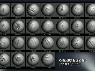 Peeling and Chipped Maker 300 ZBrush brushes and 75 alphas Texture