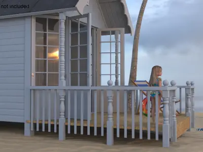  Beach Hut on Sea Shore 