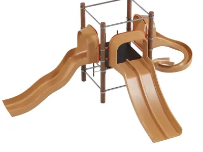 Childrens Play Area 5 Modular Slides Low-poly 3D model
