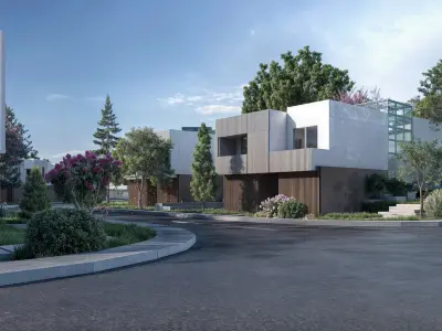 Graduation Project - Eco-community with nZEB houses Low-poly 3D model