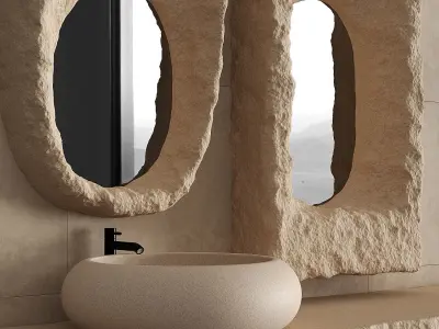 Rock relief bathroom furniture 3D model