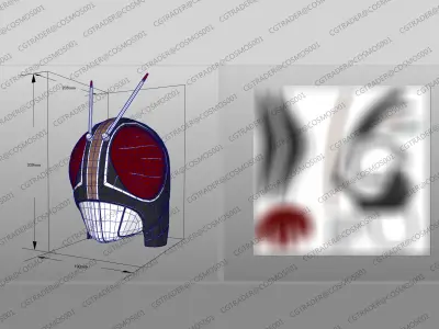 Kamen Rider  Black RX helmet paper papekura Low-poly 3D model