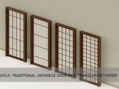 Shoji- Traditional Japanese door window or room divider set  3D Model Pack