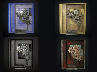 Steampunk book low poly 4 texture options Low-poly 3D model