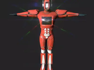 High-quality red robot model 3D model