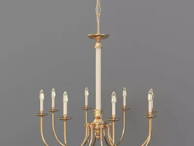 Chandelier gold with six lights 3D model