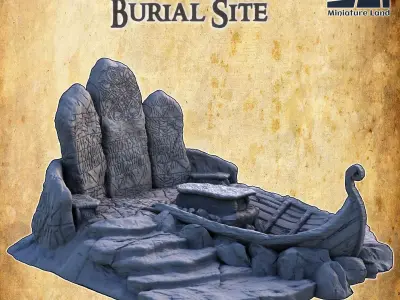 Viking Burial Site Tabletop Terrain 28MM  3D print model