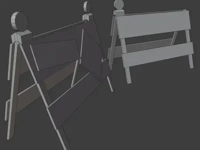 Lowpoly Roadworks Barricades Low-poly 3D model