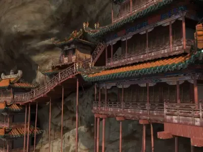 Hanging Temple  Xuankong Temple  Hengshan Datong 3D model