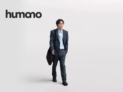 Human business man - walking working office street -4151-40 3D model