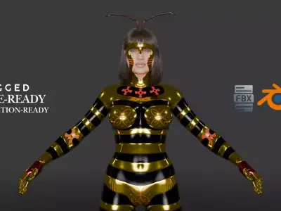 Queen Bee Superhero Game-Ready 3D Character Low-poly 3D model