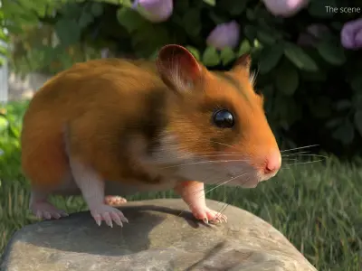  Golden Hamster Fur Rigged For Blender Animated Set 