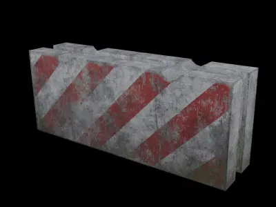Concrete block restricting traffic PBR low-poly game ready Low-poly 3D model