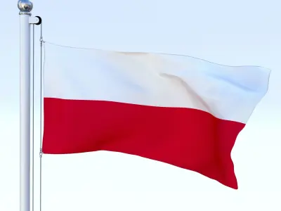 Animated Poland Flag Low-poly 3D model