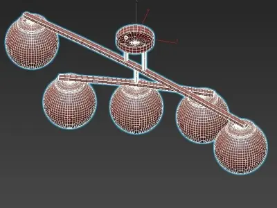 bronx five light brass ceiling fixture with globes 3D model