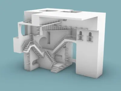 M C Escher Relativity 3D model