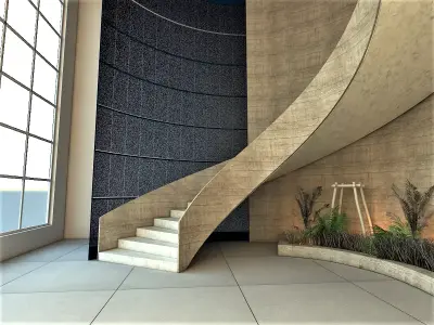 stairs staircase in modern building 3D model