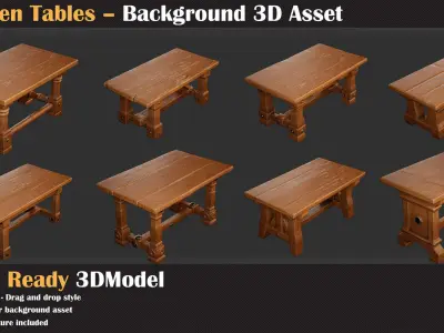 Wooden Table Background 3D Asset - VOL 03   3D model