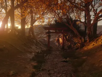 Samurai Path Torii Gate Model Scene 3D model