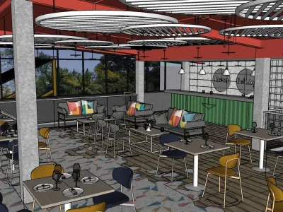 Colorful modern bar 3D model 3D model