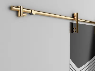 Glass Sliding Door Pulley Gold Low-poly 3D model