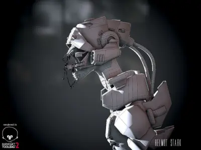 Alien Bust Low Poly Low-poly 3D model