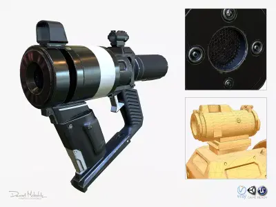 Low Poly Sci-Fi  Revolver PBR Low-poly 3D model