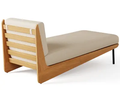 Kinney Teak Outdoor Chaise Lounge with Cushion 3D model