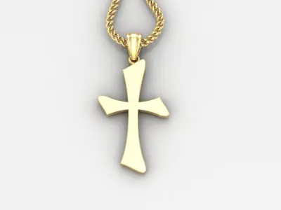 Light Gold 18K Cross Pendant 1CP034 3D print model