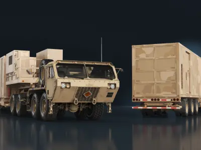  Military Truck with Camouflage Battery Control Center 