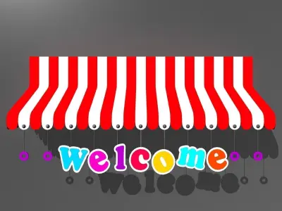 Awning Collection 3d Model ice cream shop awnings 3D Model Pack