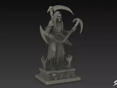 Death Reaper Statue Chain Pose Low-poly 3D model